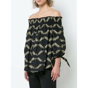 Caroline Constas Lou Embroidered Off The Shoulder Top Small